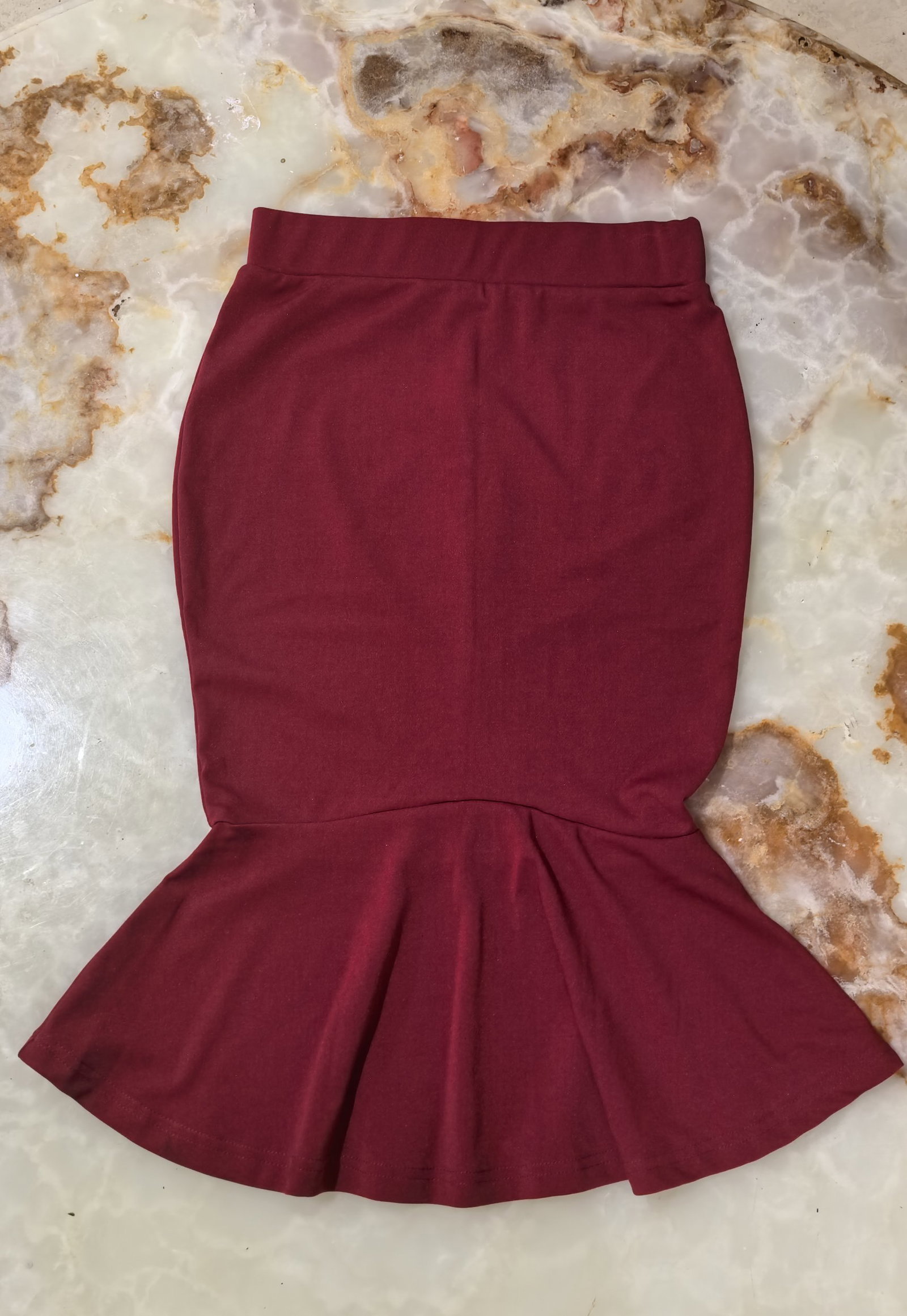 Falda Midi Sirena Color Burdeos - Talla S
