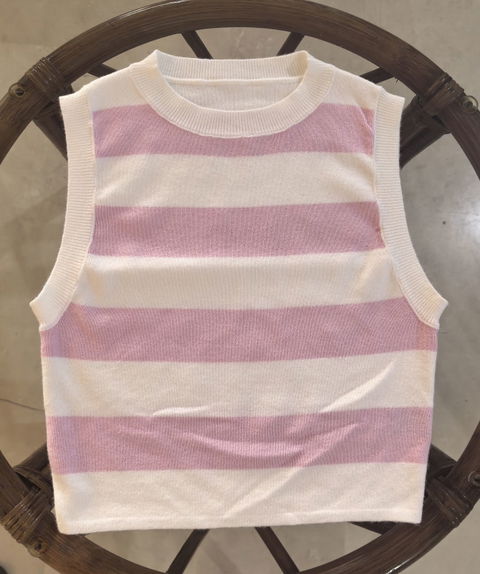 Crop Top Shein a Rayas Rosa y Blanco - Talla Medium