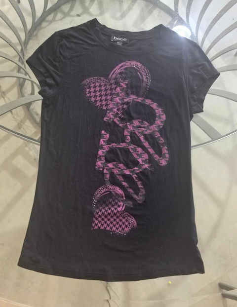 Blusa Bebe Negra con Estampado de Corazones - Talla Small