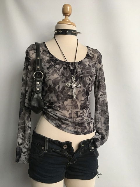 Blusa Floreada Y2K de Manga Larga