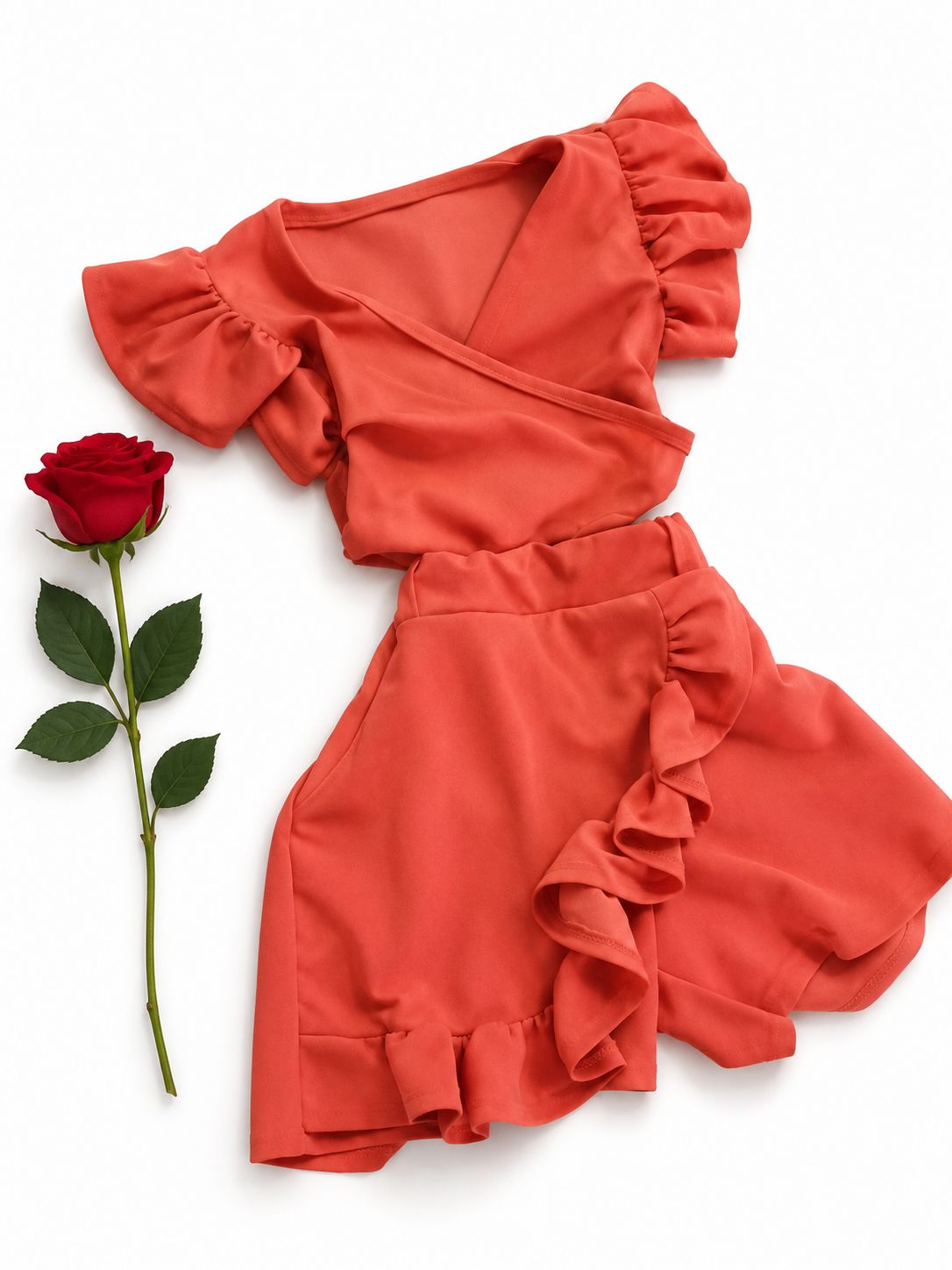 Conjunto de Dos Piezas Talla Mediana Color naranja 