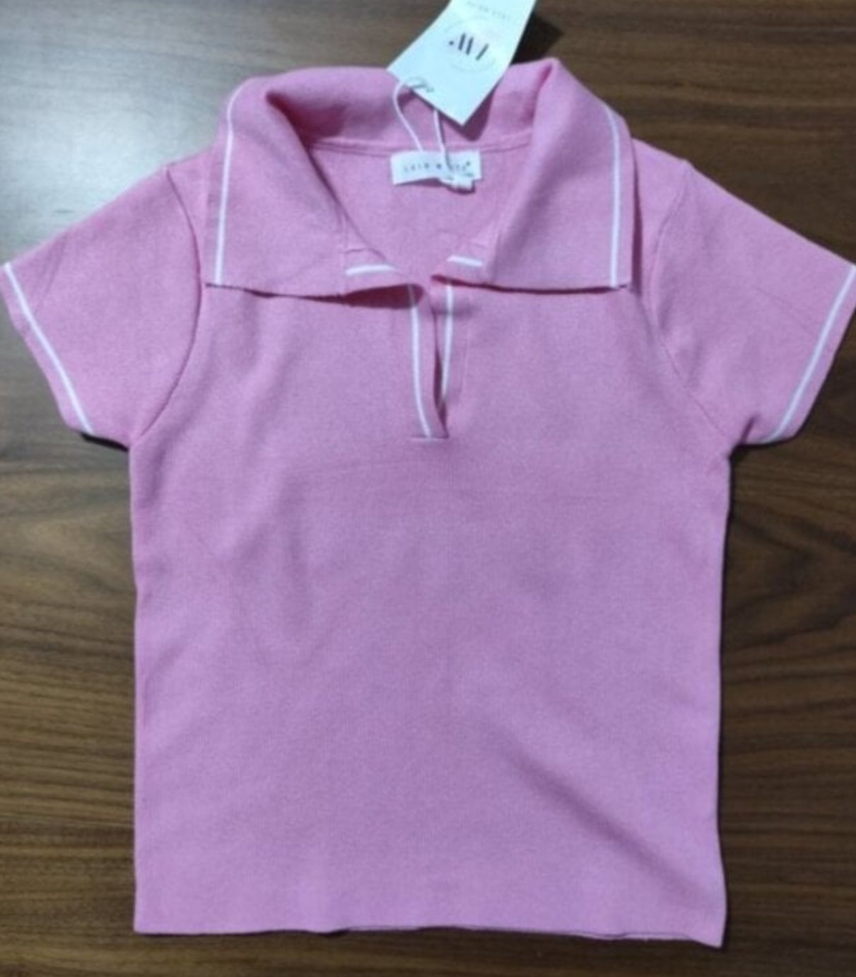Playera tipo polo rosa L (mejor para M) nueva