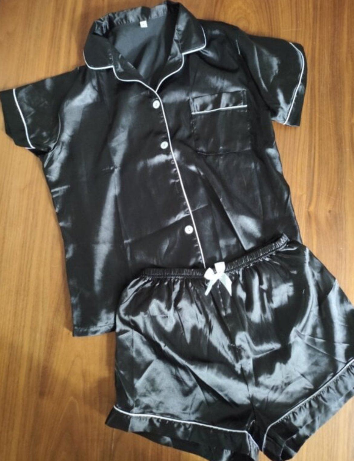 Pijama Satinada Negra Talla L