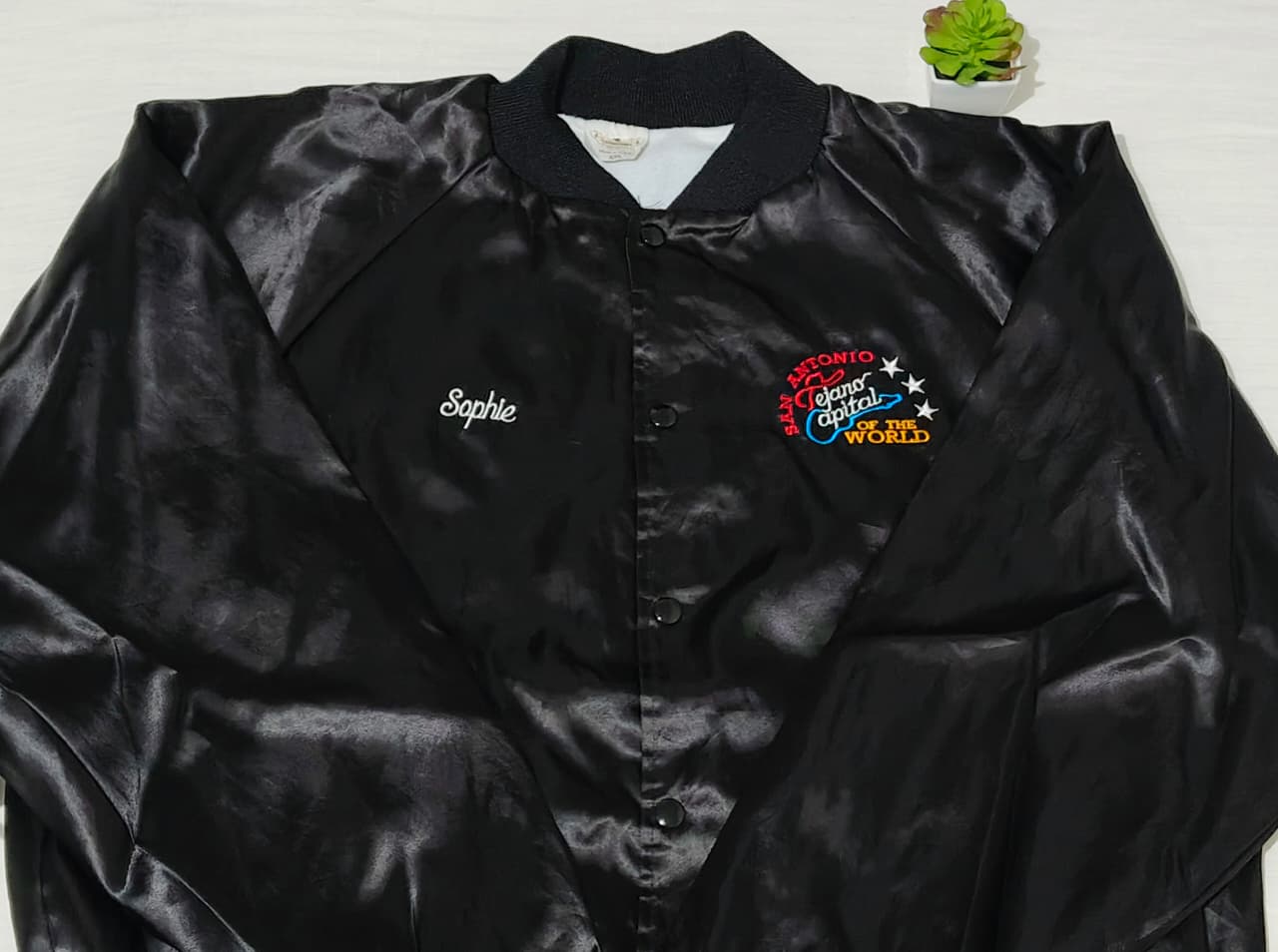 Chamarra Bomber Satén Vintage Auburn Made in USA Talla XXL