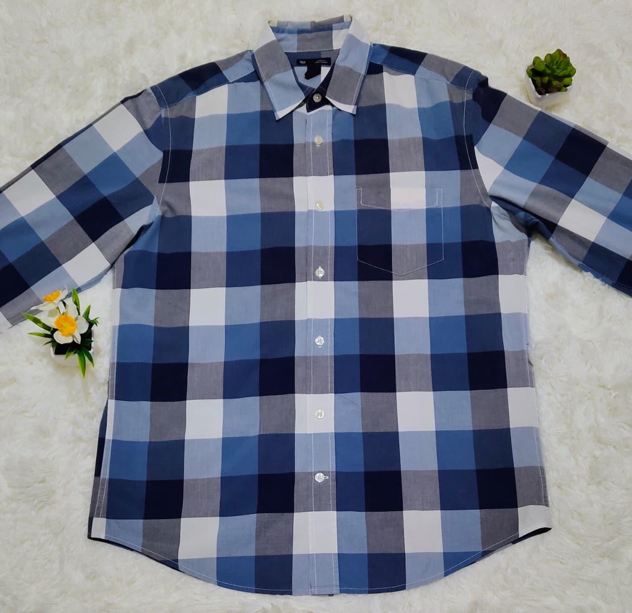 Camisa casual GAP Classic Fit de manga larga en tonos azules