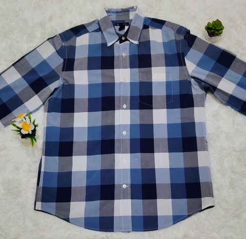 Camisa casual GAP Classic Fit de manga larga en tonos azules