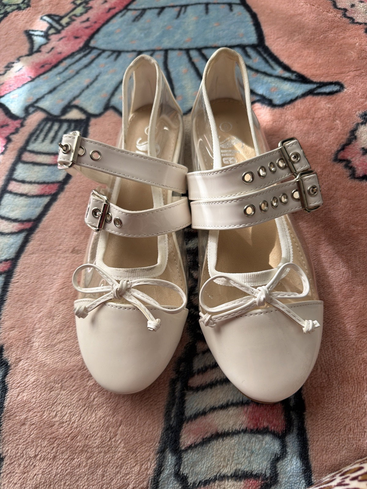 Flats transparentes con correas nuevas - Número 24 mexicano