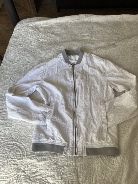 Bomber Jacket Unisex Zara Man Color Blanco en Perfecto Estado