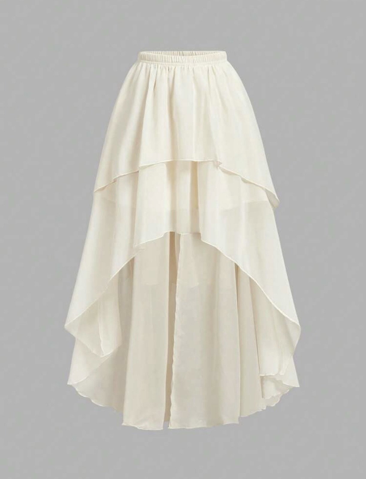 Falda vintage beige asimétrica de doble capa para verano