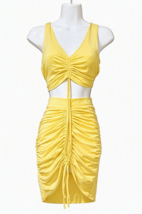 Conjunto de Top y Falda Amarillo Mantequilla - Talla S