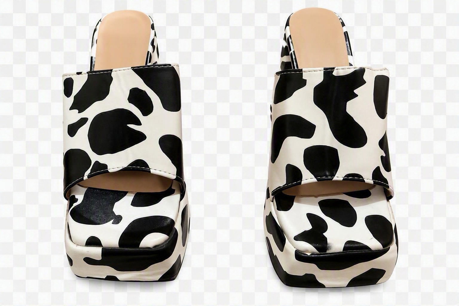 Tacones chunky animal print de vaca