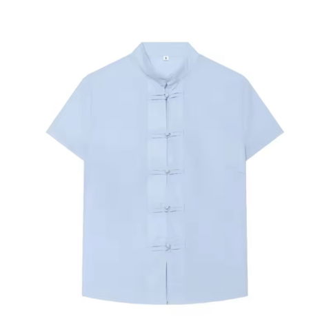 Camisa estilo oriental celeste de manga corta