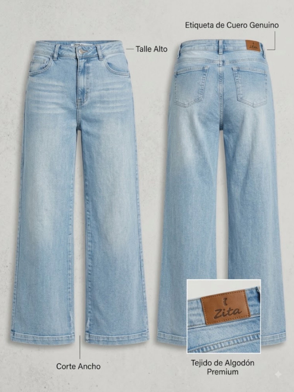 Jeans Zita de Corte Ancho Talla 30 en Buen Estado