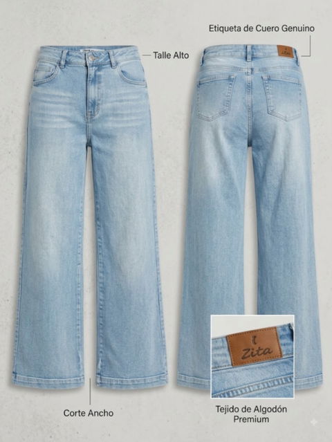 Jeans Zita de Corte Ancho Talla 30 en Buen Estado