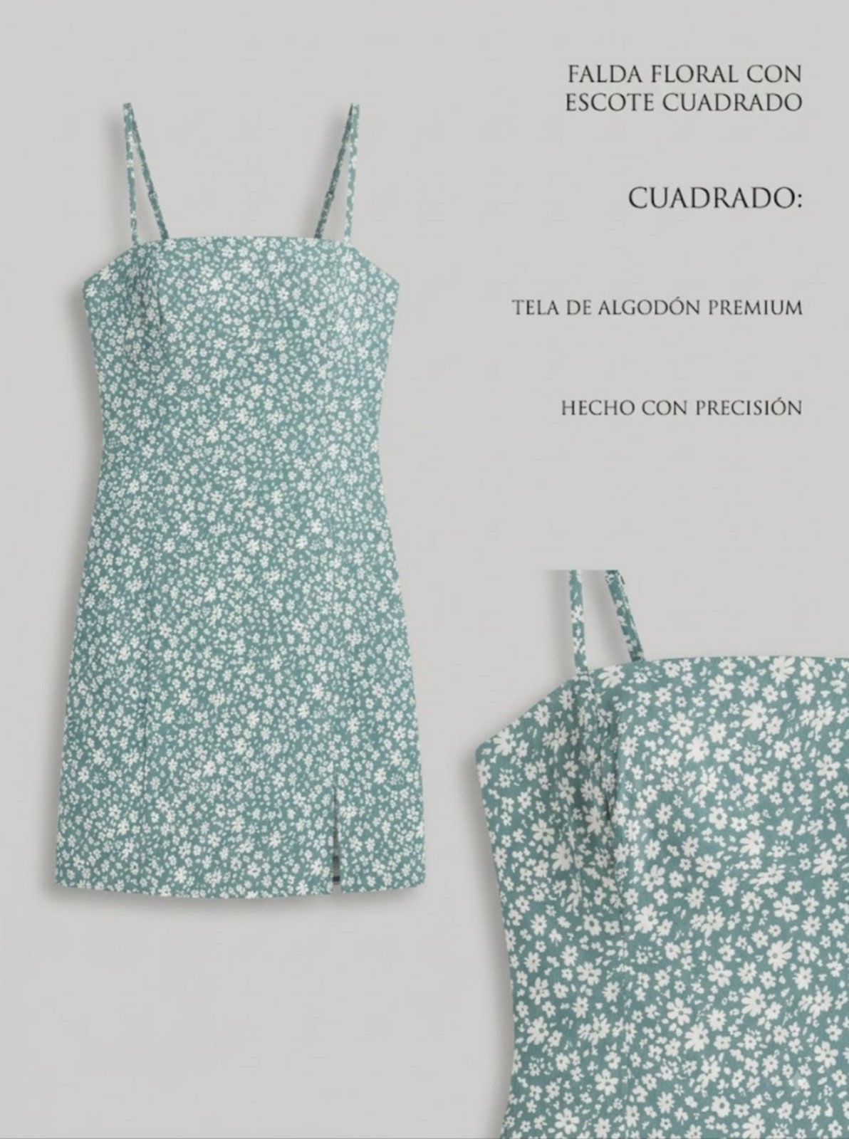 Falda floral con escote cuadrado - Talla estándar