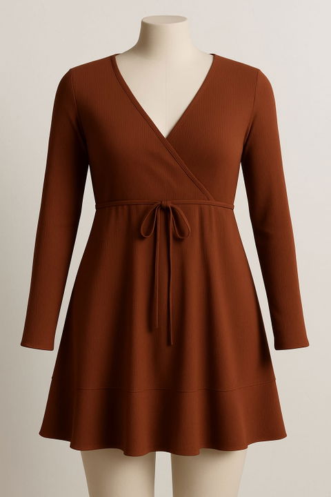 Vestido de Punto Acanalado SHein 4XL con Cinturón