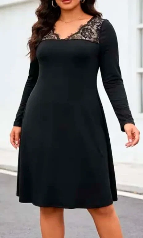 Vestido negro de corte línea A, talla 2XL - Shein
