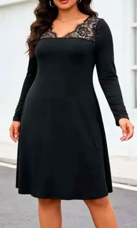Vestido negro de corte línea A, talla 2XL - Shein