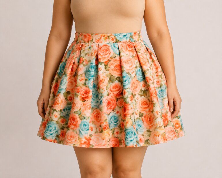 Minifalda Tableada Corta Estampado de Flores - Marca Boggs