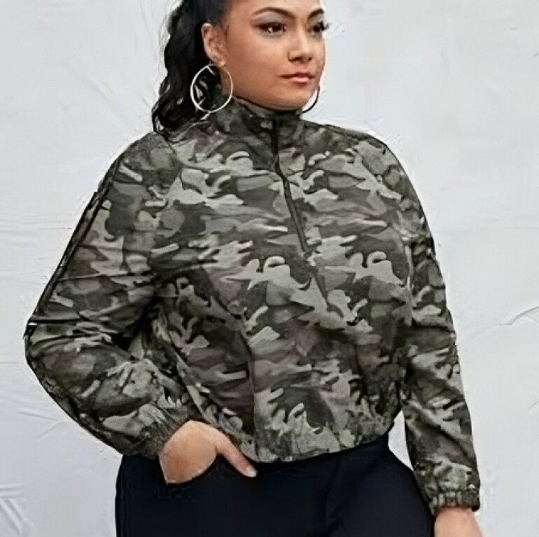 Cazadora Rompevientos Impermeable Corta Camuflaje 0XL