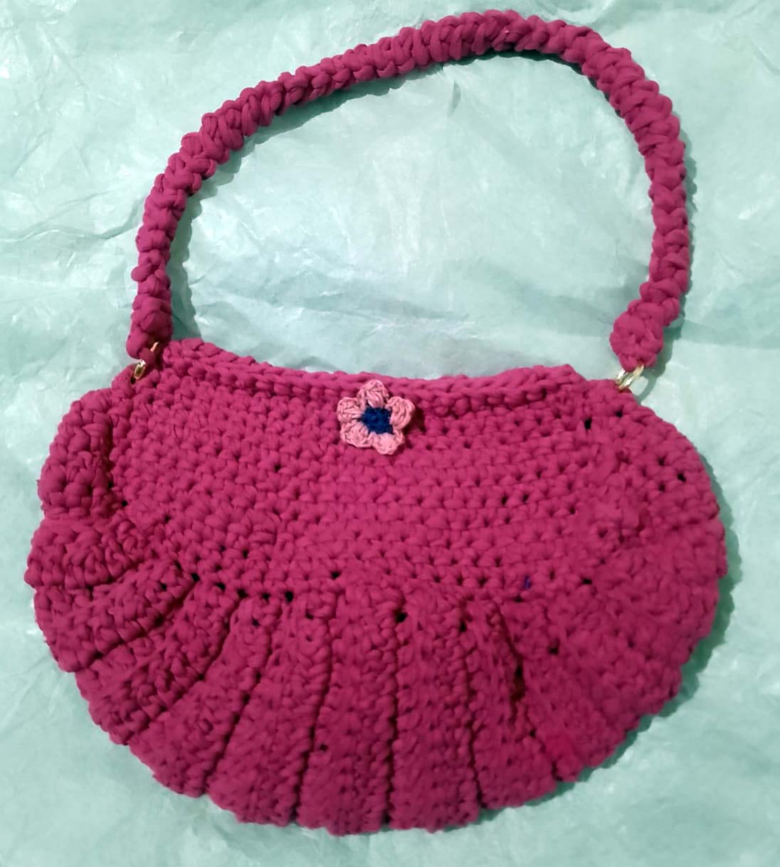 Bolsa artesanal crochet fucsia