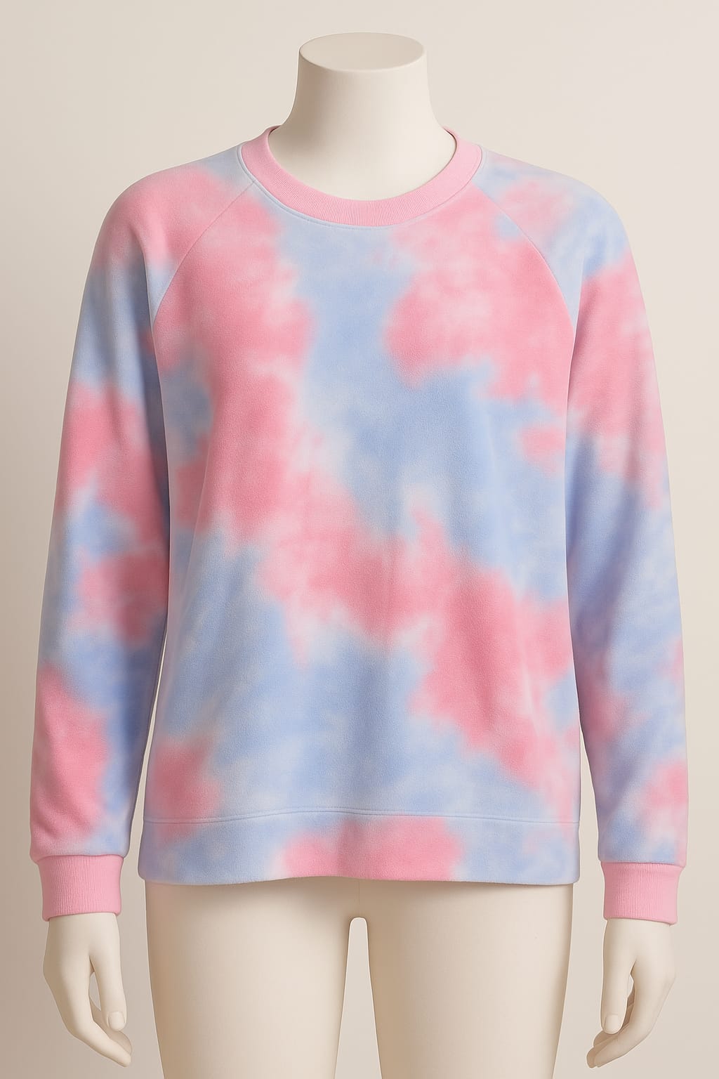Sudadera de cuello redondo rosa, blanco y azul