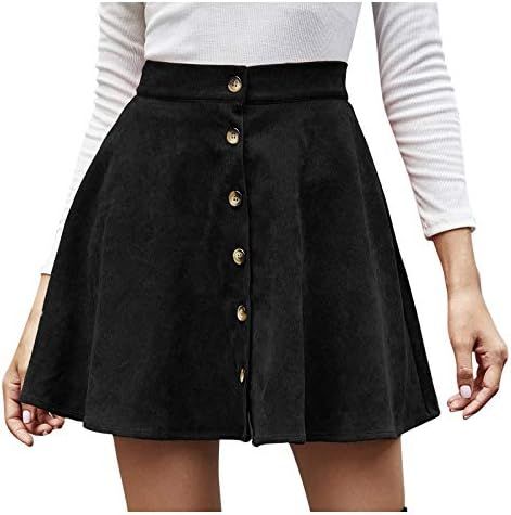 Falda corta de terciopelo negra con botones - Talla M
