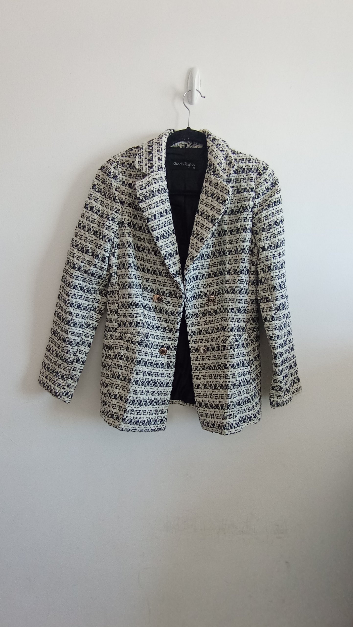 Blazer blanco y negro con hilo dorado - María Regina - Talla M