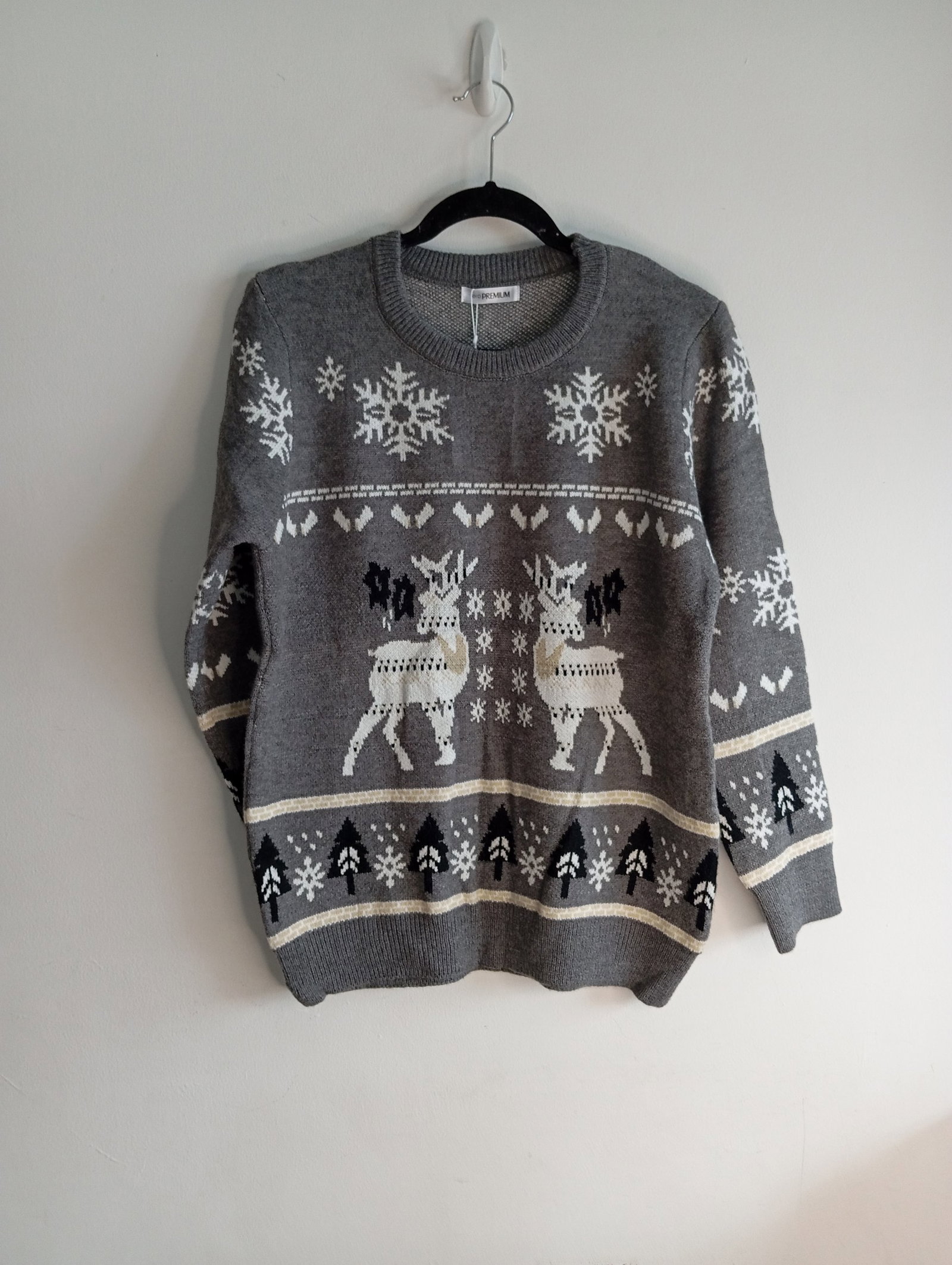 Suéter Ugly Jera Premium Gris con Diseño Navideño