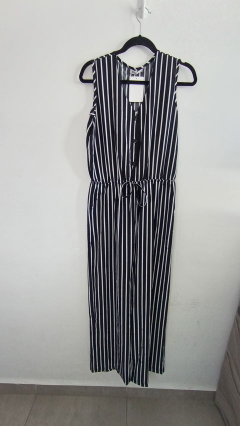 Jumpsuit rayado blanco y negro