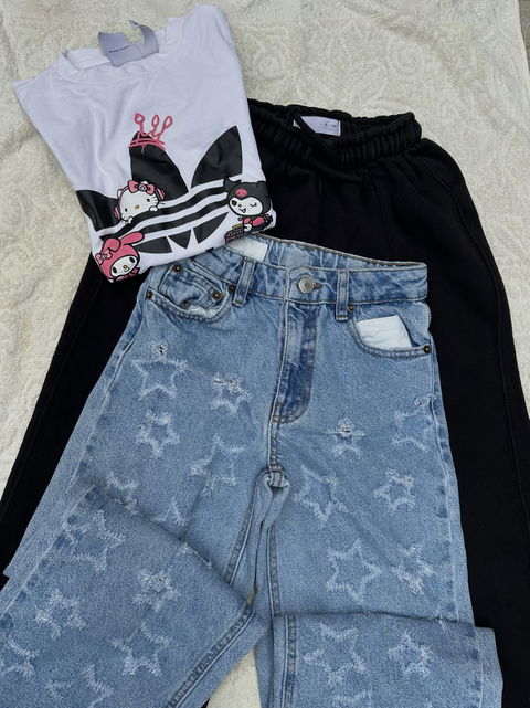 Conjunto de Ropa Infantil Talla 8/9 Años - Jeans Zara, Pants Zara y Blusa Adidas