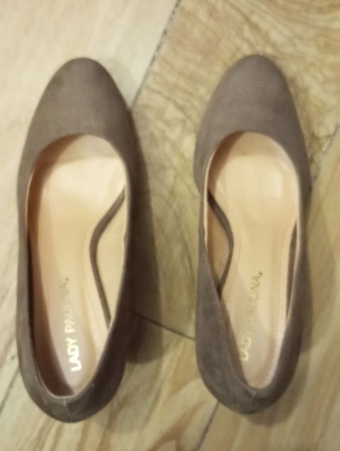 Zapatillas de Tacón Lady Paulina, Talla 25, Color Camel, Gamuza