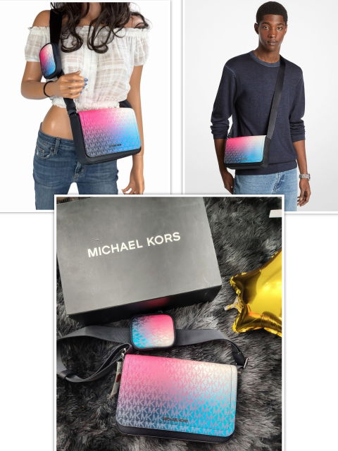 Crossbody Cooper pequeña ombré Michael Kors con cartera extra