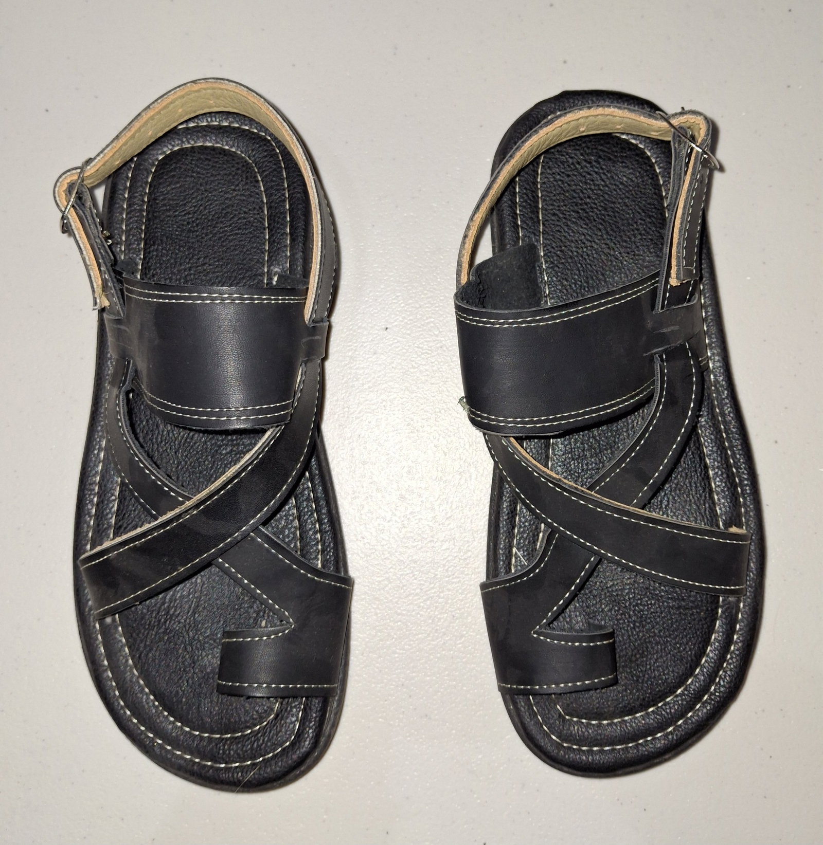 Huaraches sandalias 100% piel cuero negro