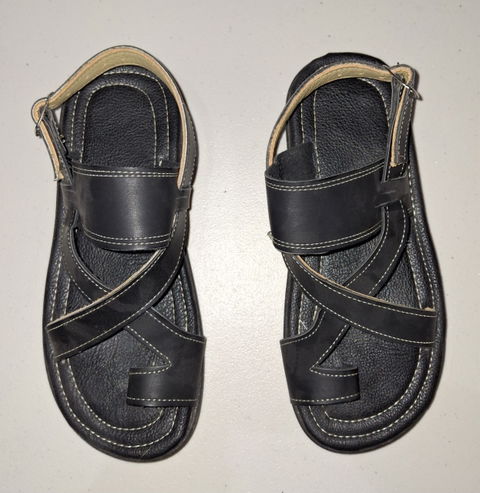 Huaraches sandalias 100% piel cuero negro