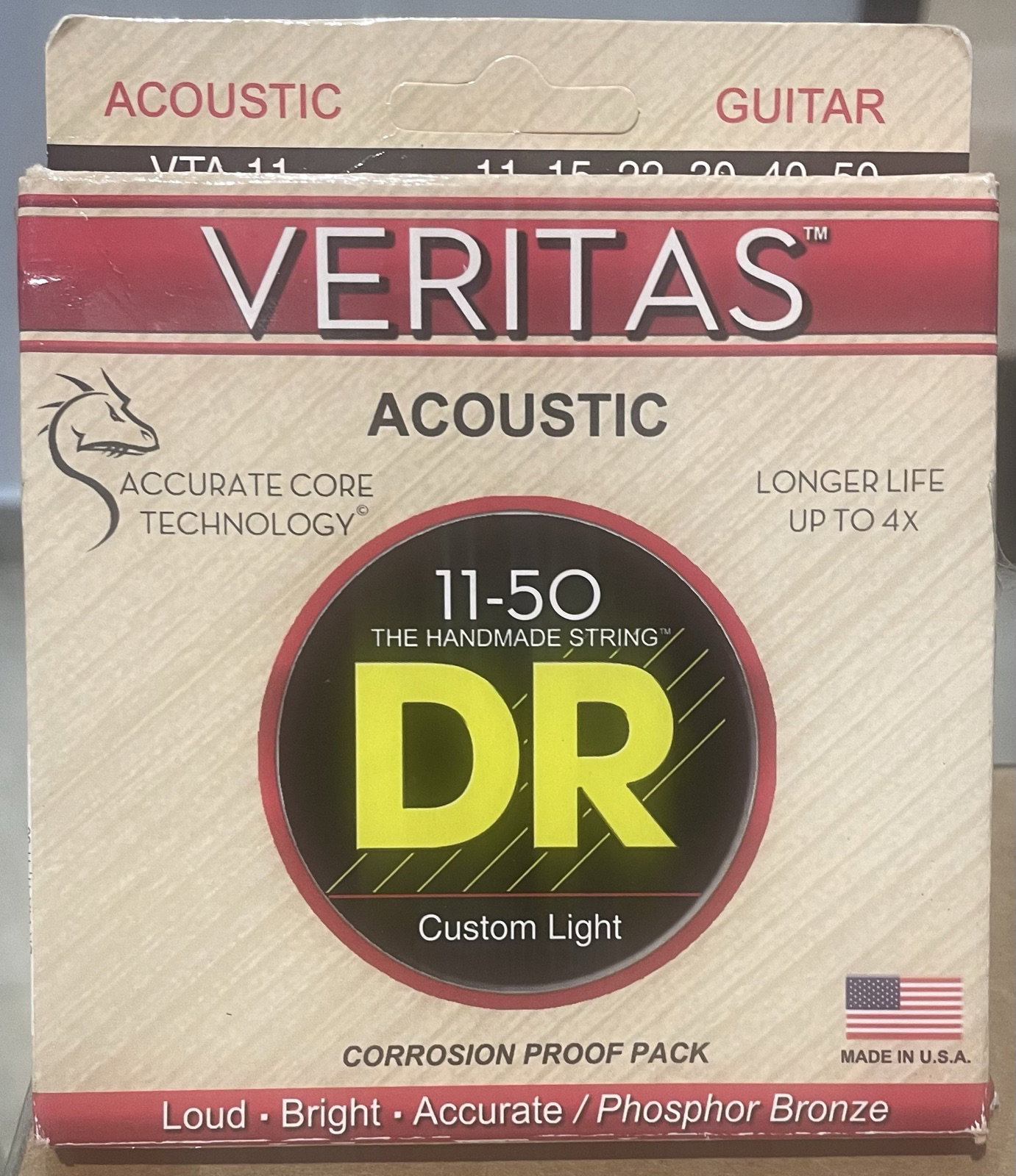 Cuerdas para guitarra acústica D.R. Strings Veritas 11-50