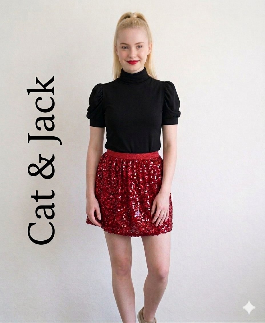 Falda Roja con Lentejuelas Cat and Jack Talla 14-16