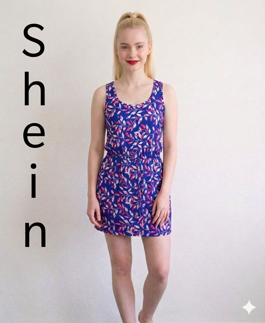 Vestido SheIn Morado con Azul y Rosa Talla S