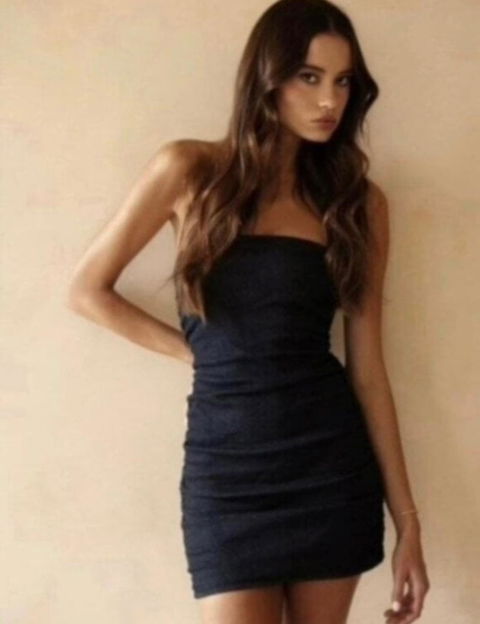 Vestido Denim Zara Strapless