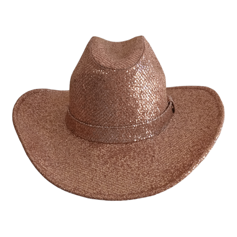 Sombrero vaquero color cobre brillante de vinipiel