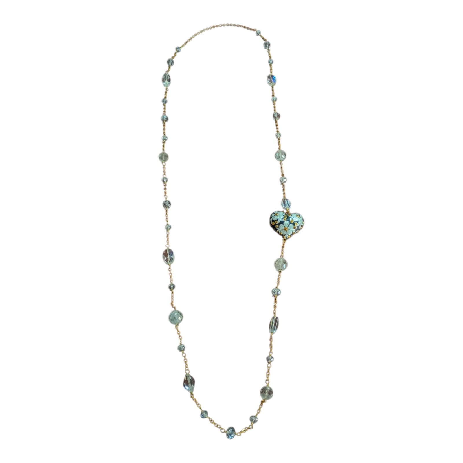 Collar Largo Artesanal con Dije de Corazón de Copal