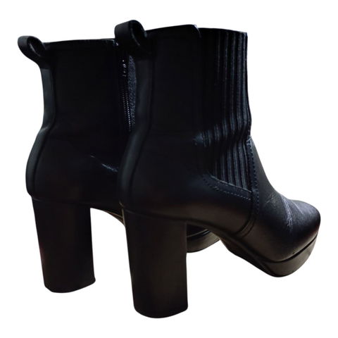 Botas Flexi de piel negras con plataforma y tacón cuadrado, talla 24.5