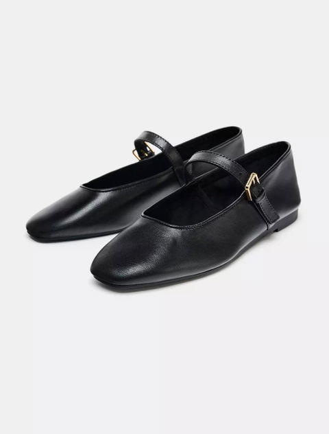 Bailarinas de Piel Negra con Hebilla - Zara - Talla 37