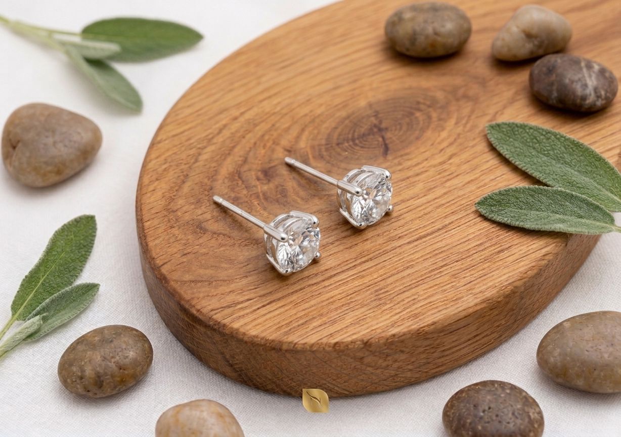 Aretes para niña con cristales transparentes - Marca Nice