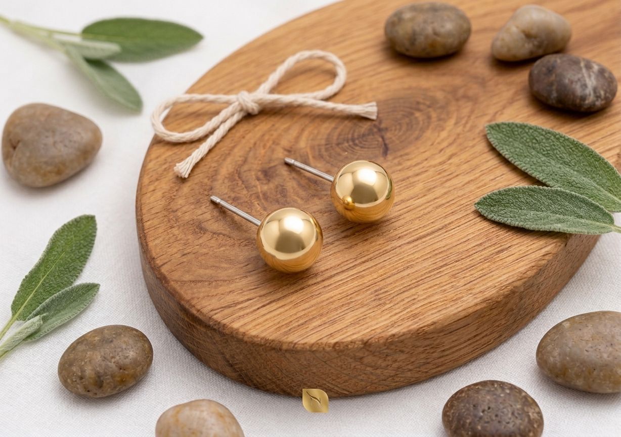 Aretes de Bolita en Oro de 18k - Nuevos
