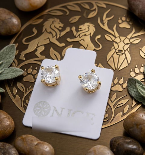 Aretes nuevos con 4 baños de oro de 18k y cristal transparente