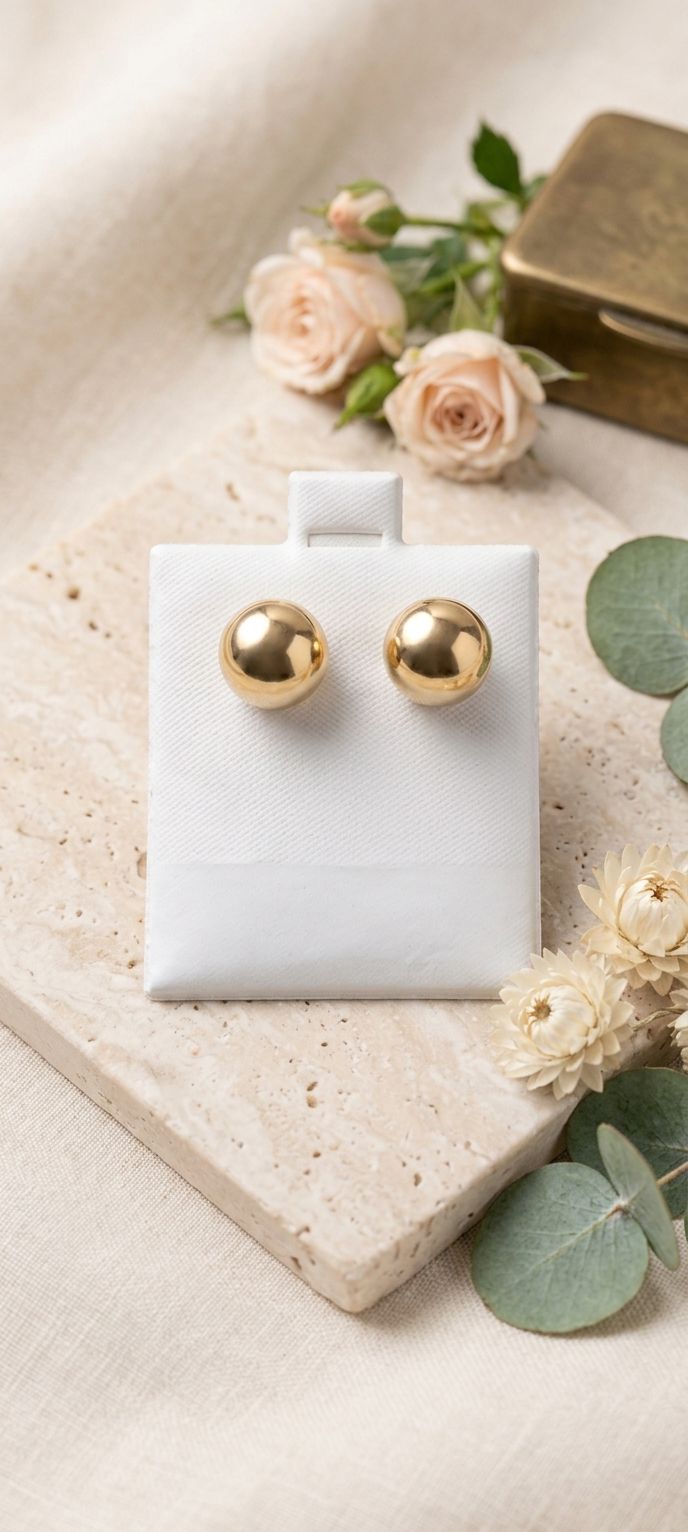 Aretes redondos grandes en oro de 18k - Marca Nice