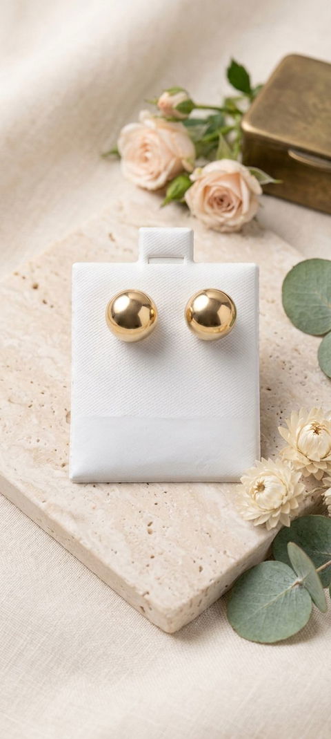 Aretes redondos grandes en oro de 18k - Marca Nice