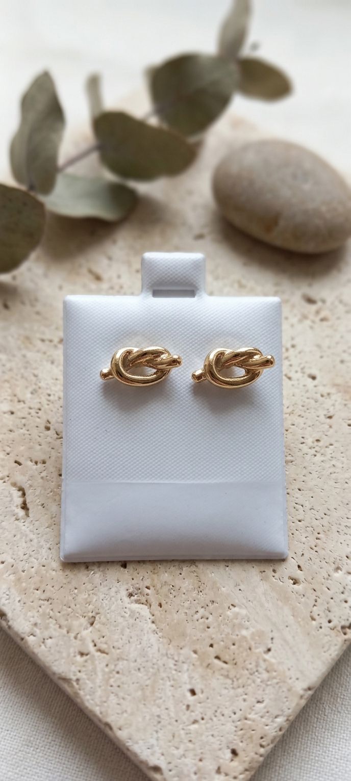 Aretes en forma de nudo con 4 baños de oro de 18k - Nuevos