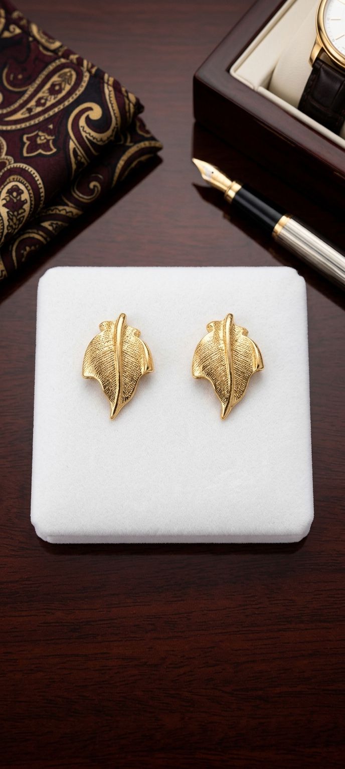Aretes en forma de hoja con 4 baños de oro de 18k - Nuevos